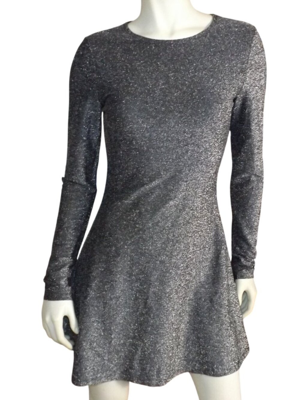REFORMATION X CAMILLE ROWE Mini Dress, M, Black/Silver sparkle Knit, A-line